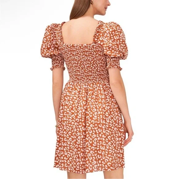 1State Puff Sleeve Cheetah print mini dress - Picture 2 of 4